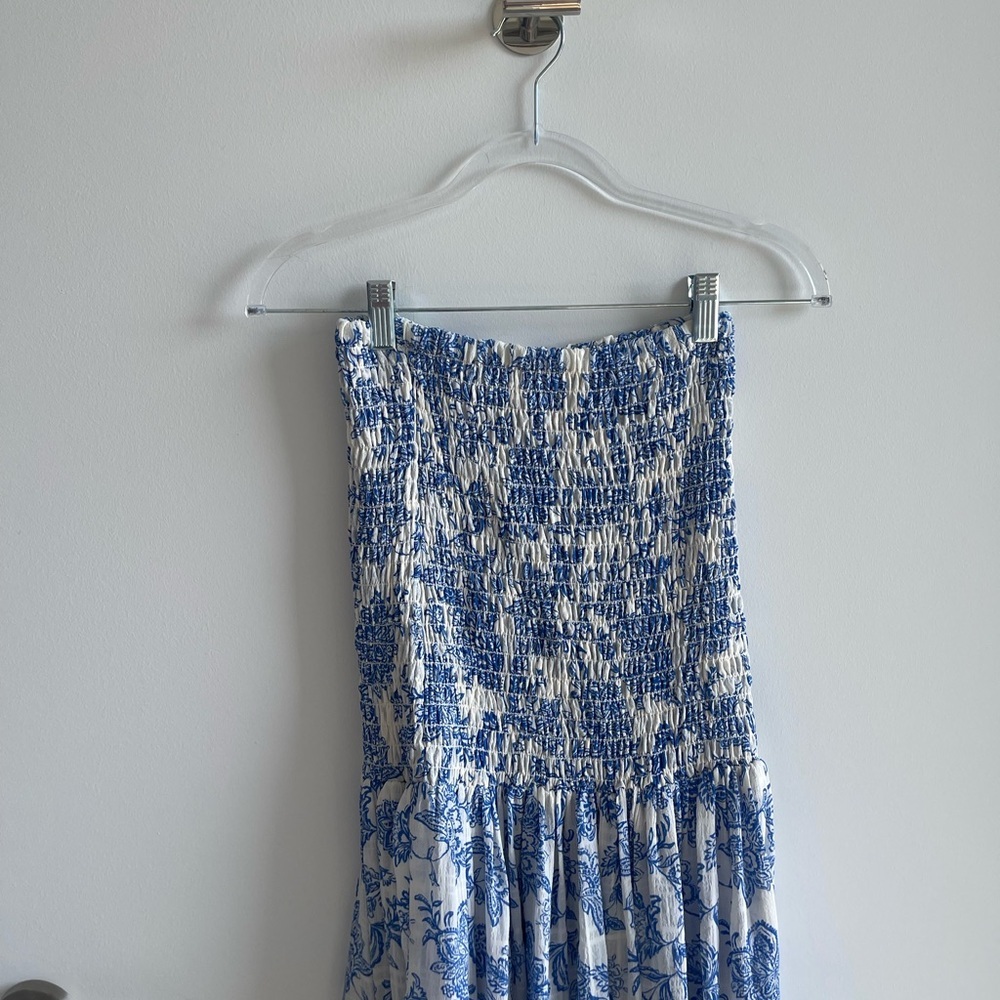 MISA Blue and White Strapless Dress or Skirt Floral - Picture 3 of 8